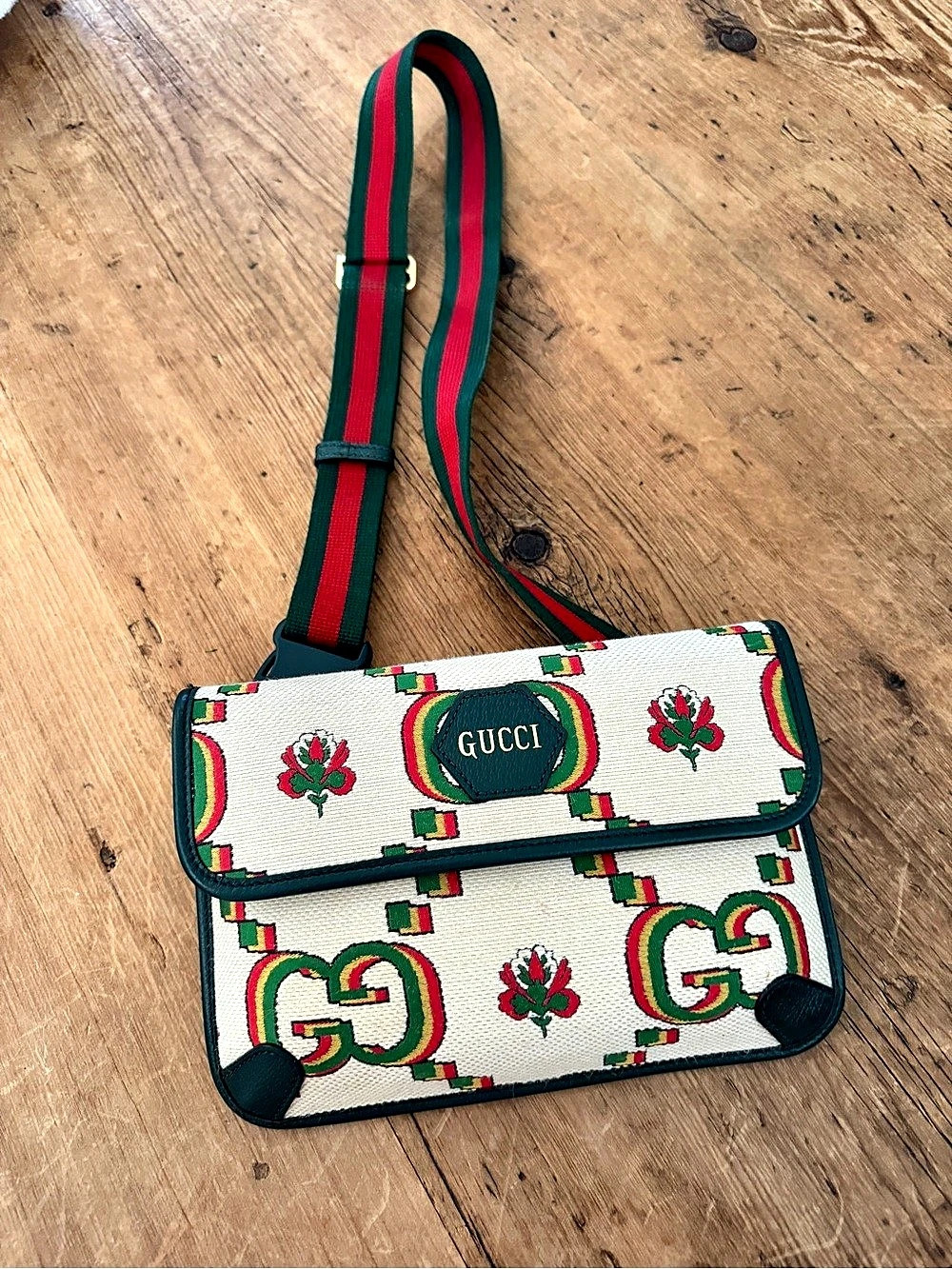 Gucci 100 Centennial Floral GG Canvas Belt Bag Green & White